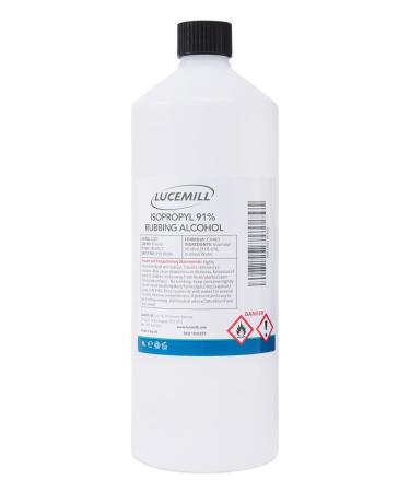 1 Litre (1000ml) Isopropyl 91% Rubbing Alcohol IPA First Aid Antiseptic Liquid 1 l (Pack of 1)