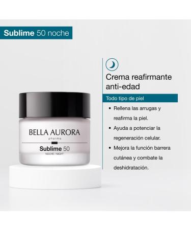  BELLA AURORA Bella Aurora Sublime 50 Night new formula | Anti-aging firming cream with collagen ceramides and microbiome Repair Complex | Regenerates nourishes and improves the firmness of mature skin | 50 ml - Buy Online on GoSupps.com