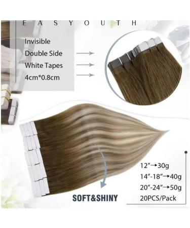 Easyouth Balayage Tape in Hair Extensions 22 Inch Brown to Blonde Ombre Real Human Hair 20Pcs 50g #3/8/22 - Buy Online on GoSupps.com