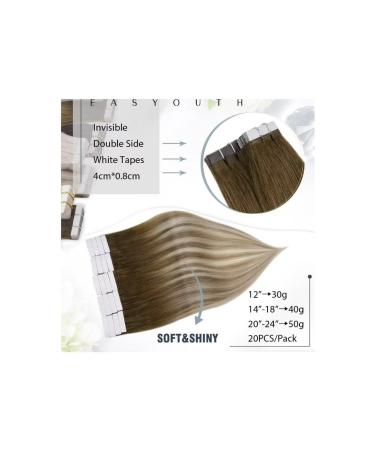 Easyouth Tape In Extensions - Real Hair Balayage Dark Brown & Ash Blonde - Remy Tape Extensions (30cm 20pcs 30g) for Effortless Hair Recovery - Buy Online on GoSupps.com