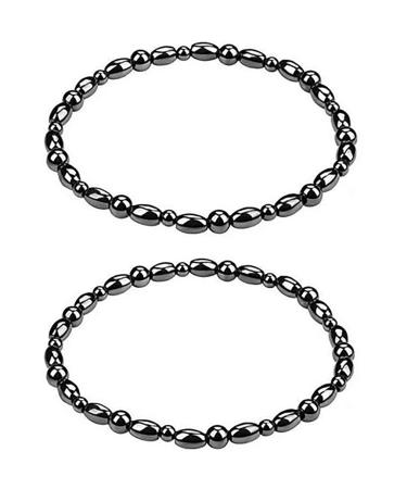 Eumenides women's fashion magnetic foot chain magnetic foot chain made of hematite antistatic fatigue -free improves sleep relieves joint pain black (8.7 inch (oversize) 2 package)