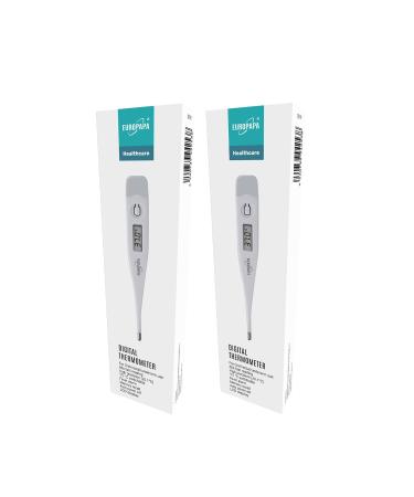 Europapa 2 pieces of digital fever thermometers for babies children and adults thermometers for oral axillary or rectal waterproof with fever alarm (gray)