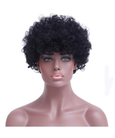 SHIYID Short Afro Wig Synthetic Hair Hest Resistant Fiber Black Curly Wigs For Black Women
