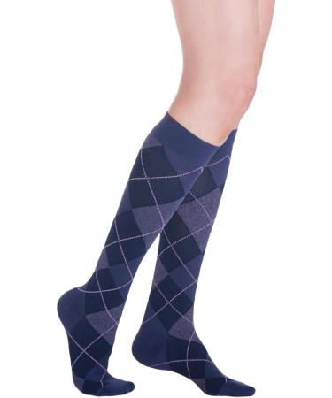 Sigvaris Women s Microfiber Patterns 830 Closed Toe Calf-High Socks 20-30mmHg - Graphite Argyle - Medium Short | Shop Internationally - Buy Online on GoSupps.com
