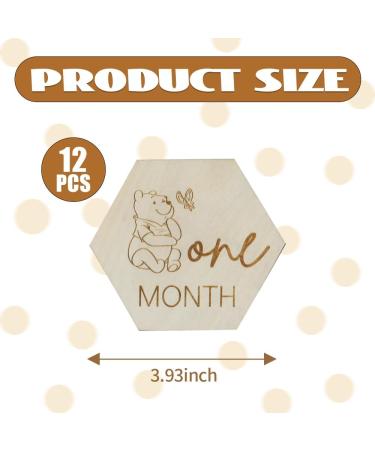 Winnie Baby Announcement Sign - Newborn Wooden Hexagon Photo Prop & Nursery Gift (12PCS) - International Shipping Available - Buy Online on GoSupps.com