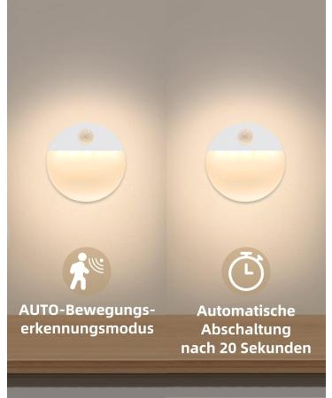 Flowood Night Light with Motion Detector - 4 LED Stair Lights for Kids' Rooms Hallways Bedrooms Kitchen & Cabinets - Battery Operated Warm White T031-W4 - Buy Online on GoSupps.com