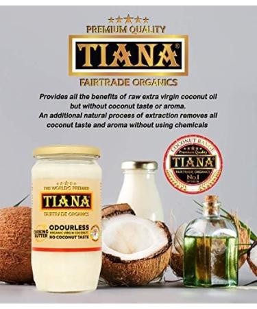 TIANA Fairtrade Organic Virgin Coconut Oil Odourless Cooking Butter 750ML (Pack of 12) 750ML Pack of 12 - Buy Online on GoSupps.com