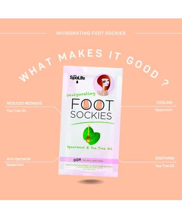 SpaLife Spearmint & Tea Tree Oil Foot Sockies - 3 Ct - Buy Online on GoSupps.com