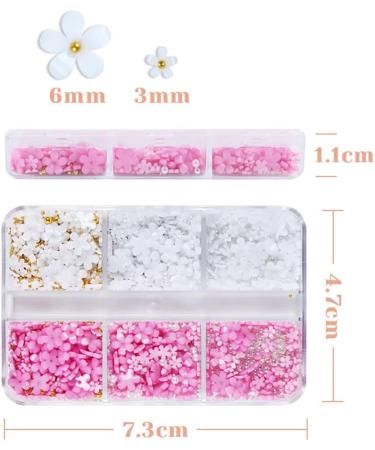 3D Flower Nail Charms Set - TEOYALL Acrylic Flowers with Gold and Silver Caviar Beads for Manicure DIY Decorations - Buy Online on GoSupps.com
