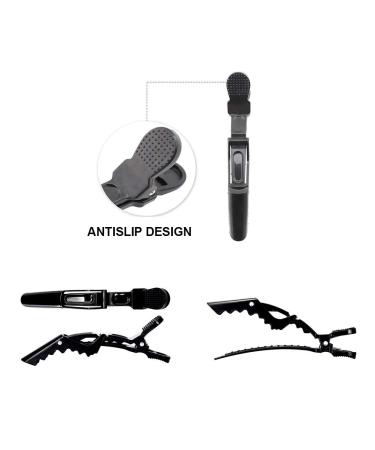 Thetho Hair Clamps - 15 Professional Hair Clips for Stylists | Durable Plastic Black Hairdresser Clips (11.5cm) - Buy Online on GoSupps.com