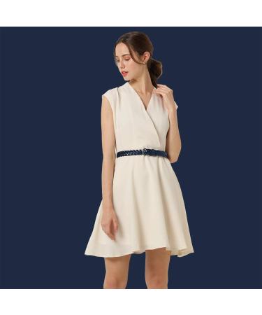 Falari Women's Leather Braided Belt Navy M 34-36 (Fit Waist 32-34) - Stainless Steel Buckle | 16 Colors Available - Buy Online on GoSupps.com