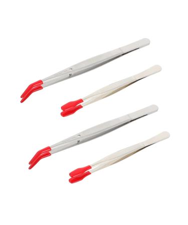 Minkissy 4-piece tweezers Space tweezers Black suits make-up sets eyelash sink for extensions glasses tweezers stainless steel flat tweezers Premium stamp tweezers