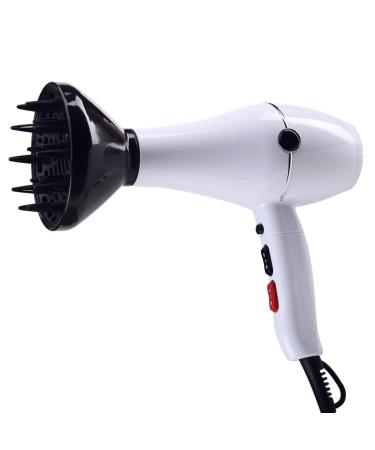 2000W Professional Hair Dryer Ionic Hair Dryers Salon Hairdryer With Diffuser Nozzles Set Fast Blow Dryer With 2 Speed 3 Heat Settings and Cool Shot Button Lightweight Suitable for Family Travel White