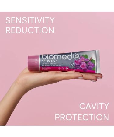 Biomed Sensitive Toothpaste - 98% Natural Vegan SLES-Free | Red Grape Seed Extract | Strengthens Teeth & Alleviates Sensitivity | 100g Pack of 3 - Buy Online on GoSupps.com