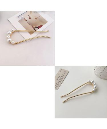 2 Piece Hair Clip Pin U Shaped Hairpin Hair Stick French Style Hair Stick U Shaped Hair Pins U Shaped Hair Pin Accessories for Women Girls Hair Styling Accessories (Gold) - Buy Online on GoSupps.com