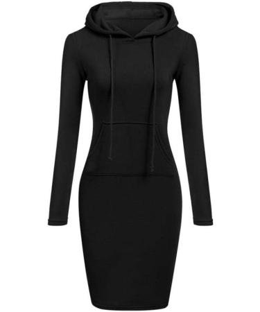 Bigfanshu Women's Autumn Sweatshirt Slim Casual Lady Long Hoodies Jumper Fleece Hooded Black - Buy Online on GoSupps.com