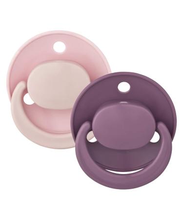 Baby Nova Silicone Soother Round Cherry Shape Pacifier 2 Pack 0-24 Months (Pink/Purple)