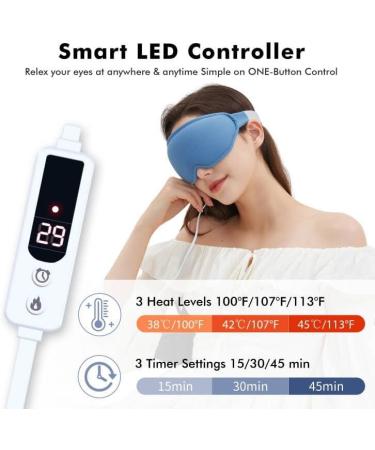 Best Heated Eye Mask for Dry Eyes - Smart Temp Control - Relief for Stye, Chalazion, Blepharitis - 3D Eye Mask for Sleep & Migraine - Light Blue - Buy Online on GoSupps.com