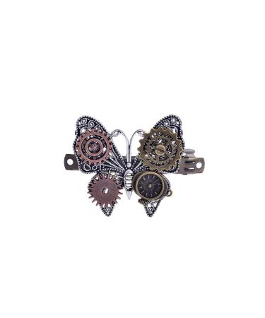 ZHOUMEIWENSP Goth Metal Butterflies Hair Clips Steampunk Gear Butterflies Wings Spring Hair Clips Punk Vintage Hair Clasp Hair Accessory for Woman Girl Ladies (butterfly)