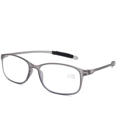 DOOViC Blue Light Filter Computer Reading Glasses for Unisex TR259-C (9 Colors) Matte Gray 2.0 x