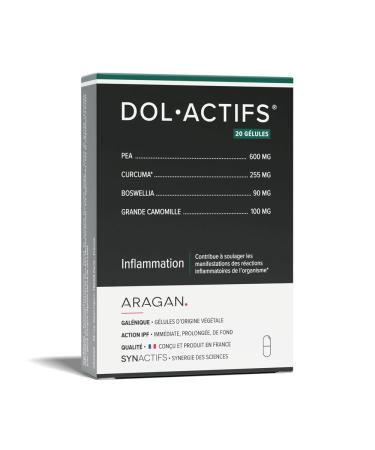 ARAGAN - Synactives - Dolactif - Anti-inflammatory Food Supplement - Turmeric, PEA, Boswellia, Chamomile - 12 Capsules - 5 to 20 capsules taken - Made in France
