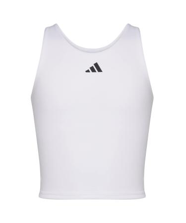 adidas Girls' Big Moisture-Wicking Compression Tank Sports Bra 7-8 White