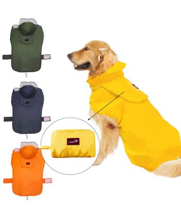 Acapeting Cute Yellow M Dog Raincoat Hooded Slicker for Large Dog and Puppies Yellow M(Back Length:13''/Suggest:7-10lbs)