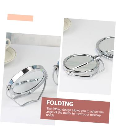 FOMIYES Rotating Vanity Mirror - Double Sided Foldable Desktop Makeup Mirror with Stand - Silver 10x10cm - Buy Online on GoSupps.com