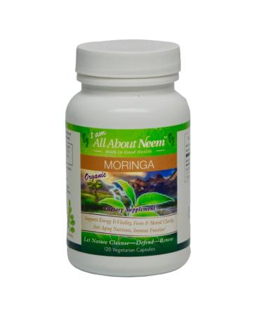 All About Neem Moringa Leaf Capsules Organic American Grown 400 mg 120 Ct Energy & Metabolism Booster Made in America