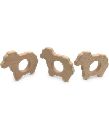 Wendysun 2pcs Cute Cartoon Sheep Wood Teether for Babies - Natural Beech Teething Toy - Buy Online on GoSupps.com