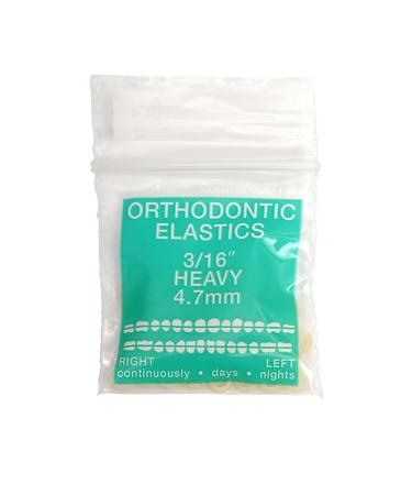 Orthodontic Intraoral Elastics - 10 bag x 100pcs - Heavy 3/16" 6.5 oz 4.7mm Surgical Latex - 1000pcs Dental natural material - Made in USA - Orthodentalusa Corp.