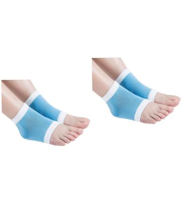 minkissy Socks Moisturizing Heel Socks for Cracked Heels Blue Open Toe spa Gel Socks for Lotion Overnight toeless spa Socks Vented Heel Socks Foot Cover Men and Women Protector Spa