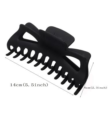 Large 5.5 Inch Frosted Black Hair Claw Clips for Women - Pack of 2 | Non-Slip Big Plastic Hair Clamps | Hair Accessories for Thick Hair (Color A) - Buy Online on GoSupps.com