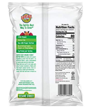 Earth's Best Organic Peanut Butter Corn Puffs 2.5 oz (Pack of 6) - Buy Online on GoSupps.com