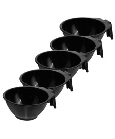 Vaguelly Lot de 5 Bols de Teinture Capillaire Noirs Plastique Solide Grosse Capacit pour Salon de Coiffure et Usage Personnel M lange Facile de Couleur Accessoires de Beaut