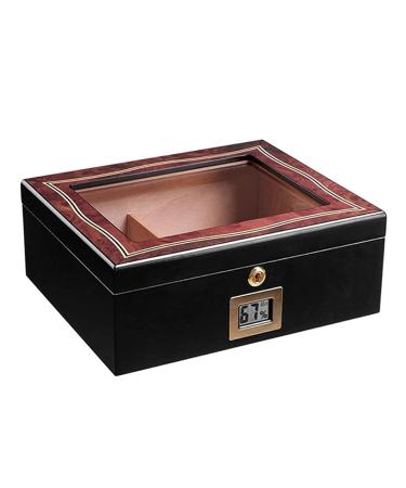 Humidor Cigar Box Desktop with Hygrometer and Humidifier Cedar Divider Holds 20-30 Cigars
