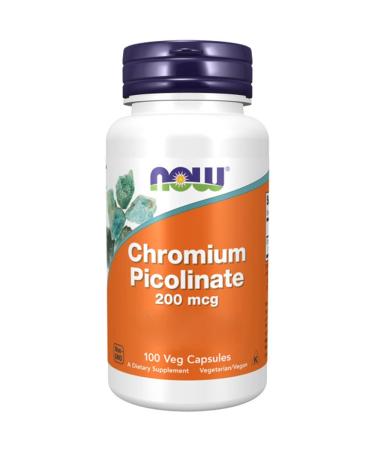 Now Foods Chromium Picolinate 200mcg 100 Vegan Capsules Lab-Tested Soy Free Gluten Free Vegetarian Non-GMO
