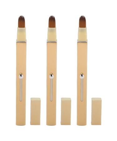 3pcs Retractable Lip Brush Set - Portable Double Ended Concealer & Lip Makeup Brush for Travel | Perfect Christmas Gift (Gold - Buy Online on GoSupps.com