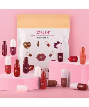 18-Piece Mini Capsule Lipstick Set | Matte Lip Stain Variety | Long-Lasting Nude, Brown, and Dark Red Shades | Cute Lipstick Purse Set for Women | 24-Hour Matte Finish - Buy Online on GoSupps.com