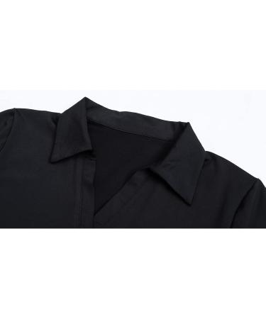 Vidusou Women's Short Sleeve Golf Polo Shirt - Medium Black - Buy Online on GoSupps.com