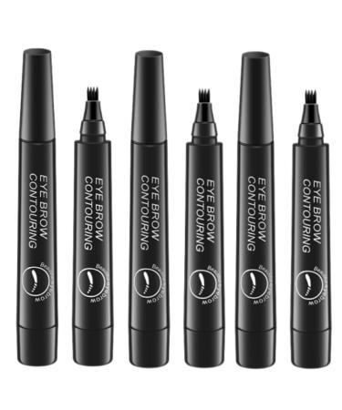 3PCS 4 Tipped Precise Brow Pen Waterproof 4 Point Eyebrow Pencil Waterproof Liquid Eyebrow Pen Makeup Long Lasting 4 Fork Tip Brow Pen Cosmetic Microblade Brow Pencil (05 Black)