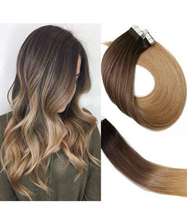 Tape in Extensions Real Hair 20PCs / 50g per set # 2T6T27 PLAVIE COLOR Double-sided adhesive tape skin impact remy silk smooth hair tape in extensions human hair 18 inch / 45cm