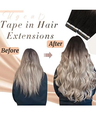 Ugeat Ombre Tape Extensions - Black to Ash Blonde & Blonde Real Hair 40 cm 50g - 20 Pieces #1B/18/60 - Buy Online on GoSupps.com