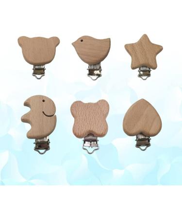 Toyvian 12 pcs Pacifier Clips Wooden Pacifier Clip Baby Teeth Comfor Tools Baby Pacifier Clips Cute Star Heart - Buy Online on GoSupps.com