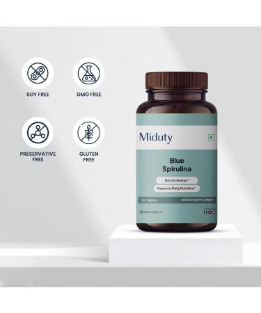Miduty by Palak Notes Blue Spirulina - Spirulina - Phycocyanin Coated - Gluten Free - Non-GMOs - 120 Tablets - Buy Online on GoSupps.com