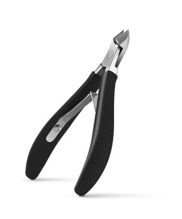 FVION Cuticle Clippers – Small Cuticle Trimmer, Rubber Coated Handle Manicure Tools – Full Jaw Cuticle Cutter for Nails (9mm) Black