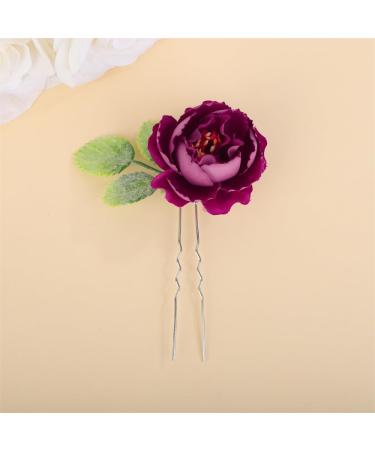 Anglacesmede Bridal Flower Hair Pins Burgundy Flower Green Leaf Hair Piece Boho Wedding Bridesmaid Hair Accessories Style 4 - Buy Online on GoSupps.com