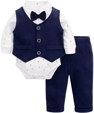Famuka Baby Boy Formal Outfit Suit | Gentleman Tuxedo 3 PCS | 24 Months Navy - Buy Online on GoSupps.com