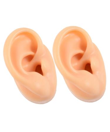 FRCOLOR 2pcs Silicone Ear Model Body Jewelry Massage Silicone Mold Silicone Earrings Rubber Ear Model It Band Strap Silicone Left Ear Fake Human Ear Artificial Ear Mold Silicone Fake Ear 6x4.8x4cm Light Yellow