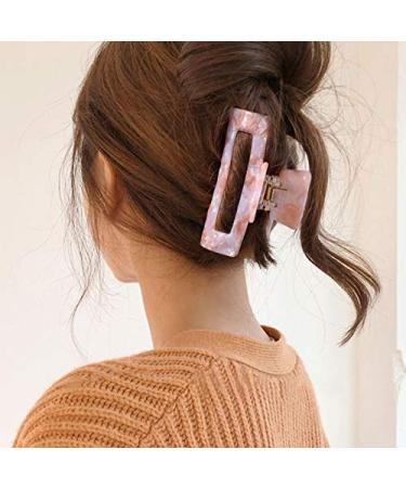 Big Claw Hair Clips - 3.3 Inch Tortoise & Pink Banana Hair Clips for Women & Girls - Strong Hold French Design Celluloid Leopard Print - 2 Packs, B.Bright Color - Buy Online on GoSupps.com